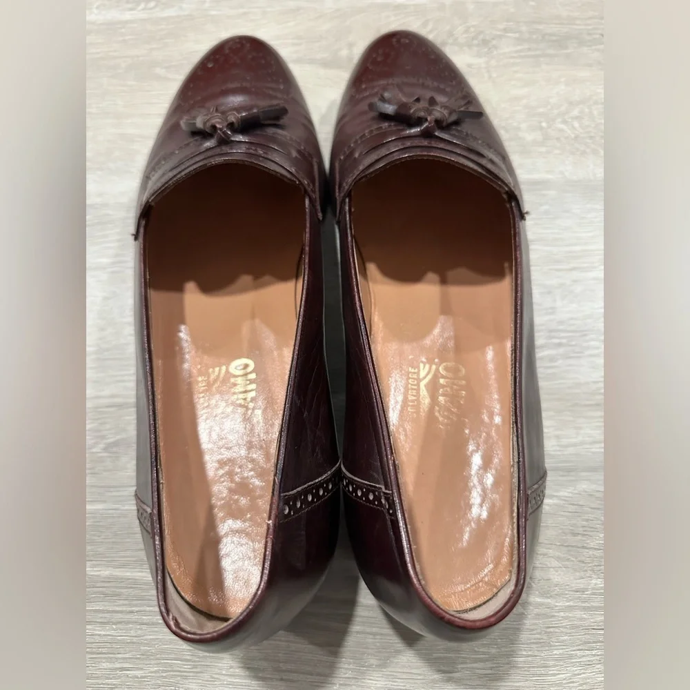 Salvatore Ferragamo Men's Tassel Loafers Dark Burgundy Leather